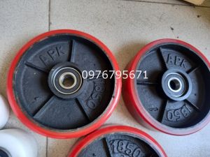Bánh xe nâng tay 180x50 PU Gang đỏ