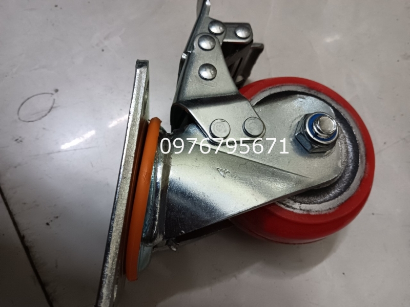 Bánh xe Đẩy PU gang hàn quốc 4in khóa kép xoay 100x50mm