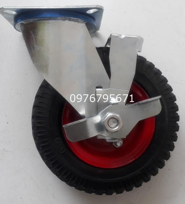 Bánh Xe Đẩy càng bầu Cao su 250-4 có Khóa