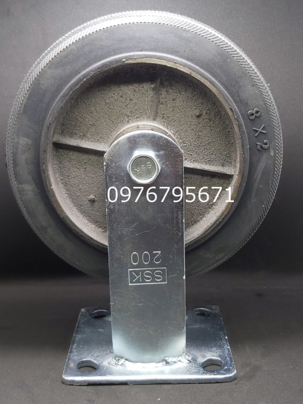 Bánh  xe Đẩy Cao Su gang Hàn quốc D200 Cố Định  càng 6mm